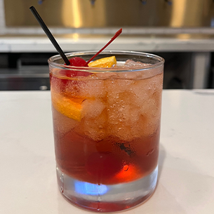 bourbon cocktail on patio in Jamestown NY