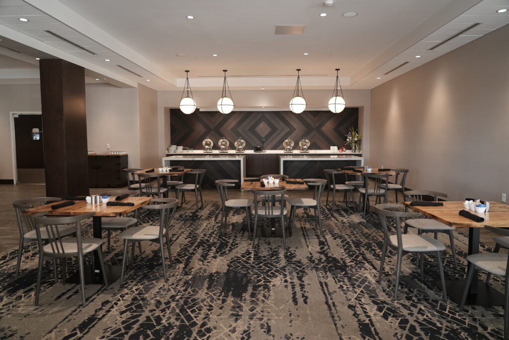 private event space at pearl city hops set up for a wedding shower
